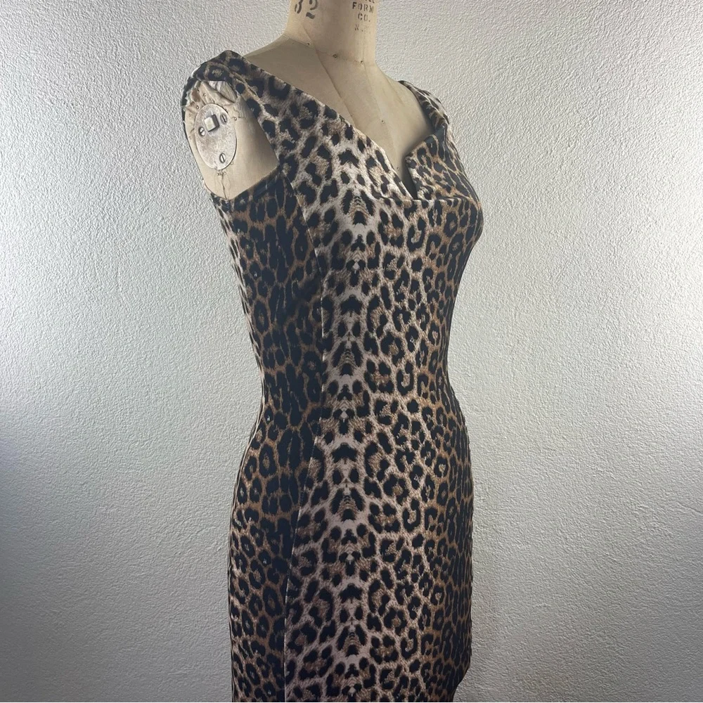 Nasty Gal l 6 Retro Pinup Animal Leopard Velvet Sweetheart Bodycon Wiggle Dress